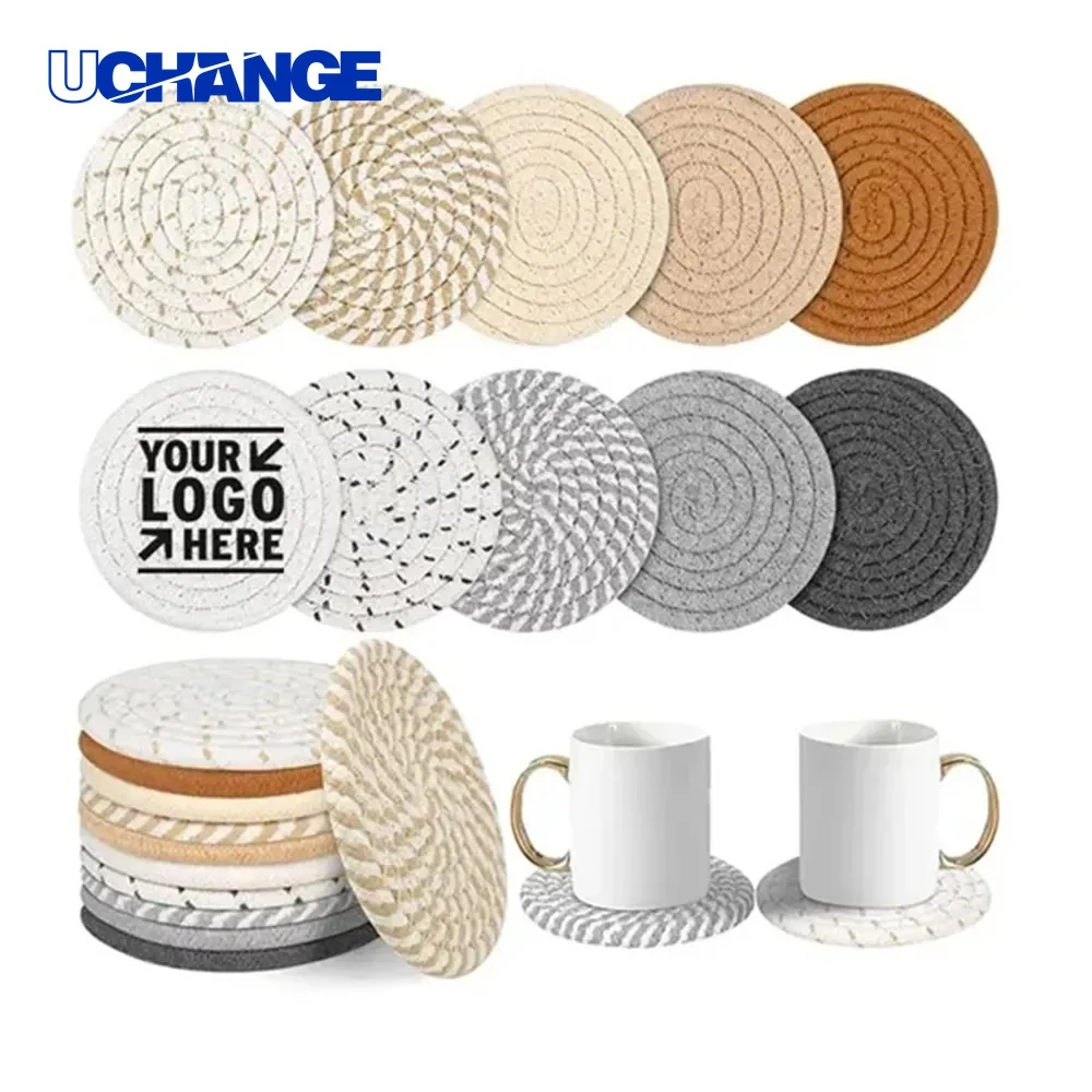 Cotton Rope Woven Cup Coasters for Home Decor & Table Use 1