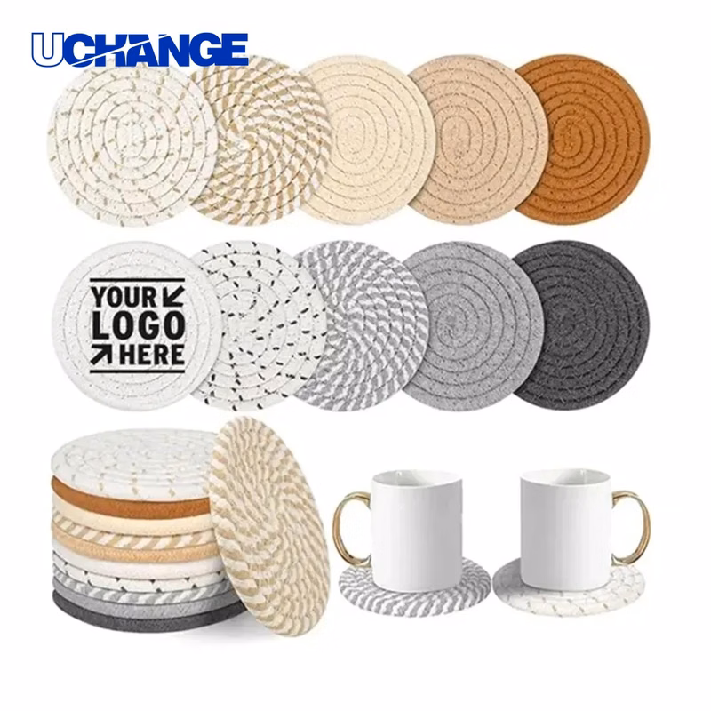 Cotton Rope Woven Cup Coasters for Home Decor & Table Use