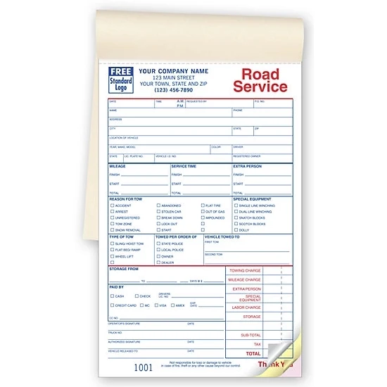 Road service / towing book, Carbonless 1