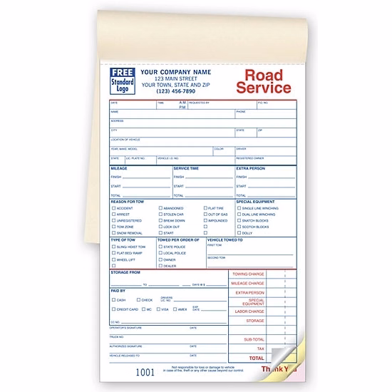 Road service / towing book, Carbonless