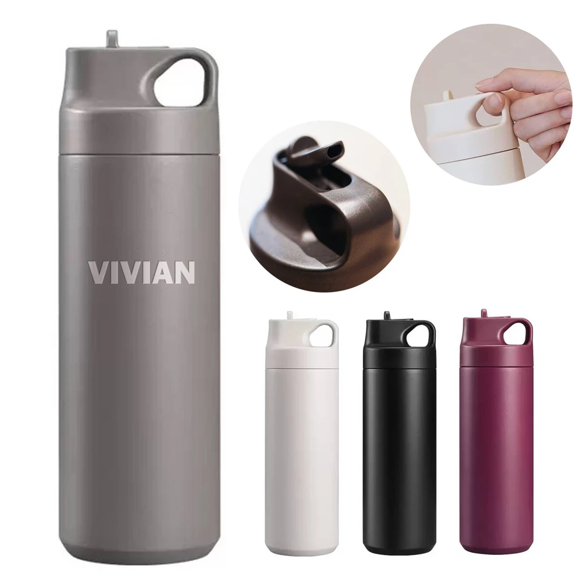 18.6oz Stainless Steel Portable Straw Water Bottle 1