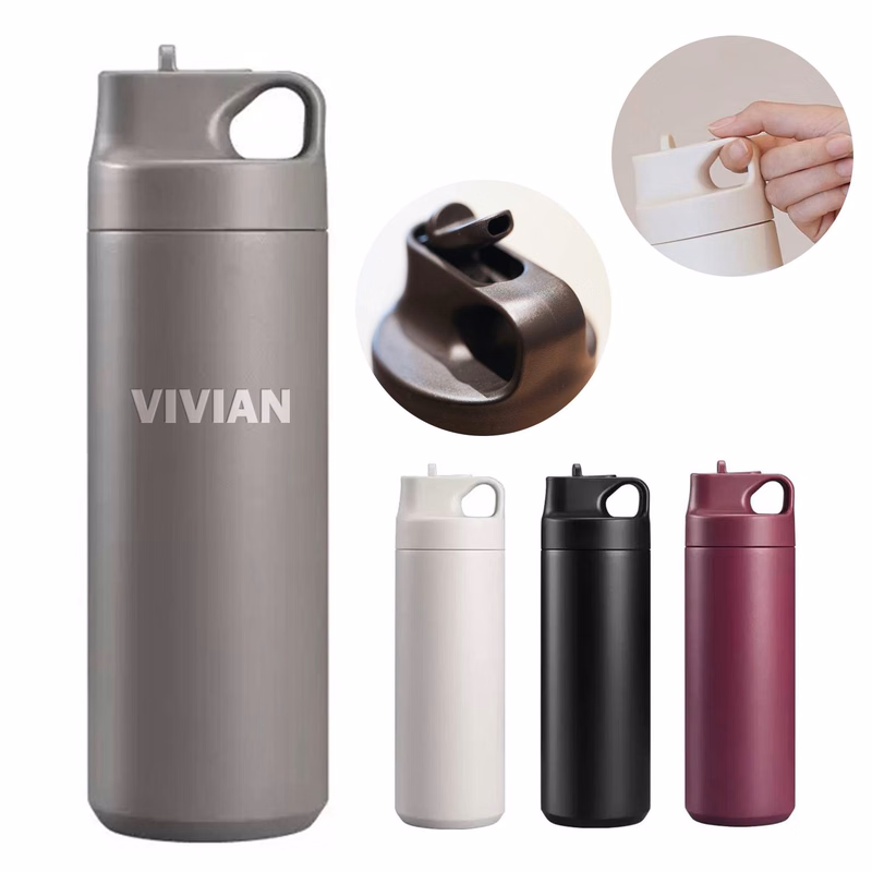 18.6oz Stainless Steel Portable Straw Water Bottle