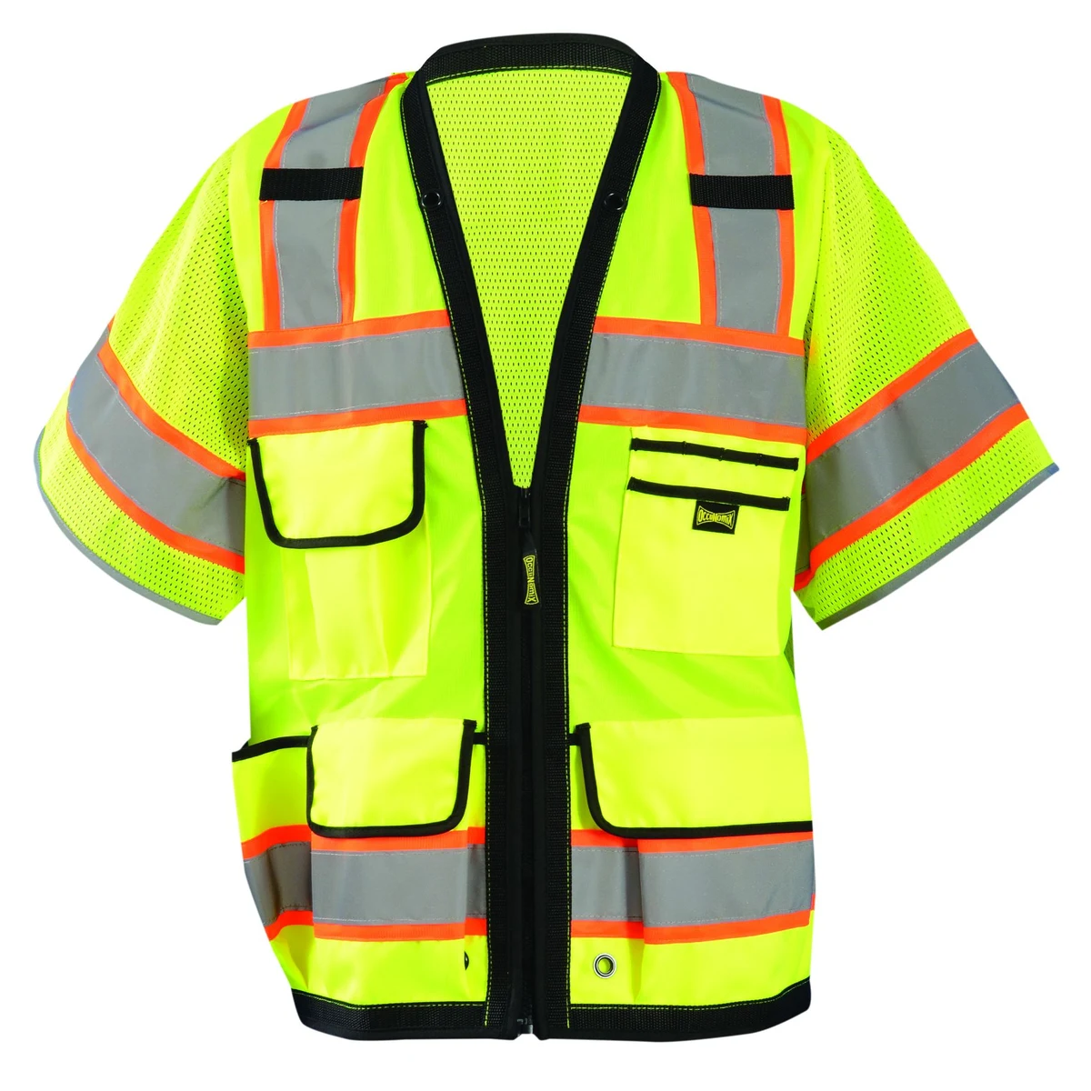 Occunomix SOLID/MESH HEAVY DUTY TWO-TONE SURVEYOR VEST w/ZIPPER 1