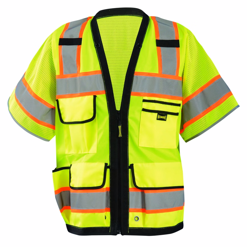 Occunomix SOLID/MESH HEAVY DUTY TWO-TONE SURVEYOR VEST w/ZIPPER