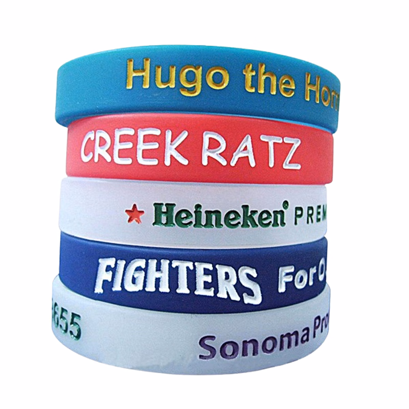 1/2" Debossed & Color Filled Silicone Bracelets