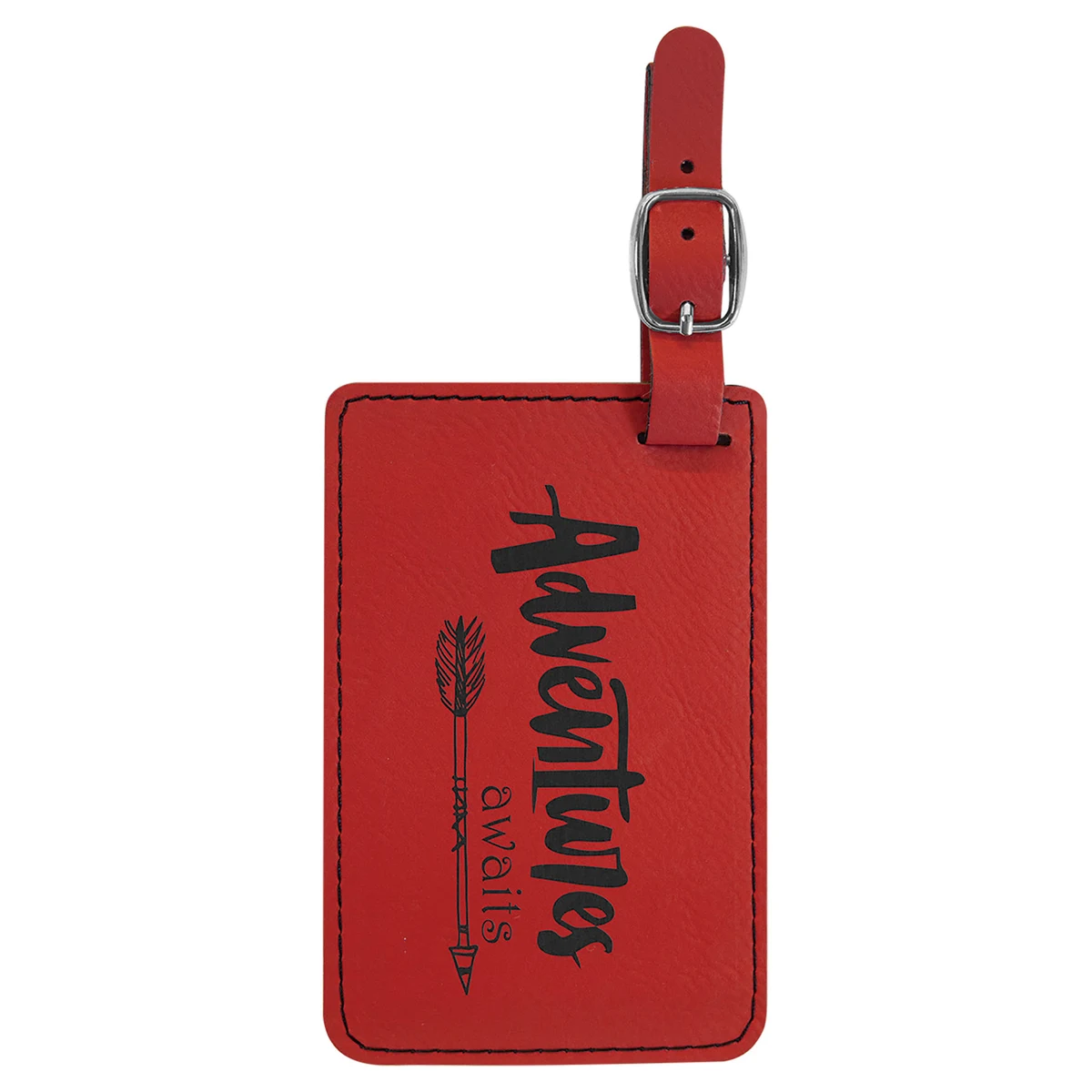 4 1/4" x 2 3/4" Red Leatherette Luggage Tag 1