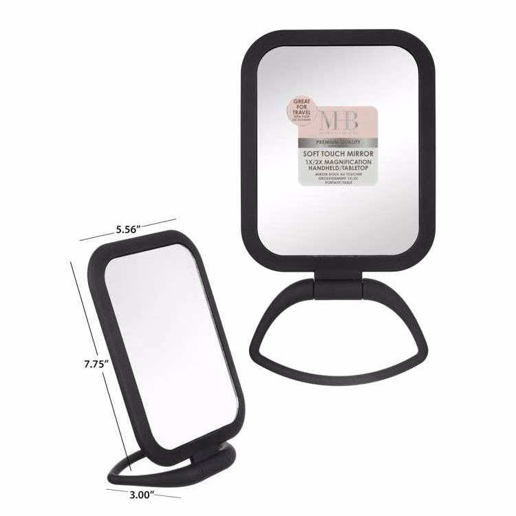 Square Mirror with Handle - Black