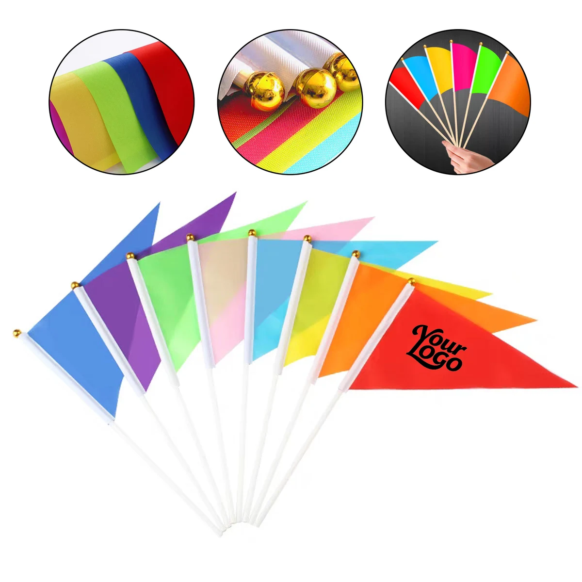 Triangle Polyester Hand Flags with Plastic Stick 1