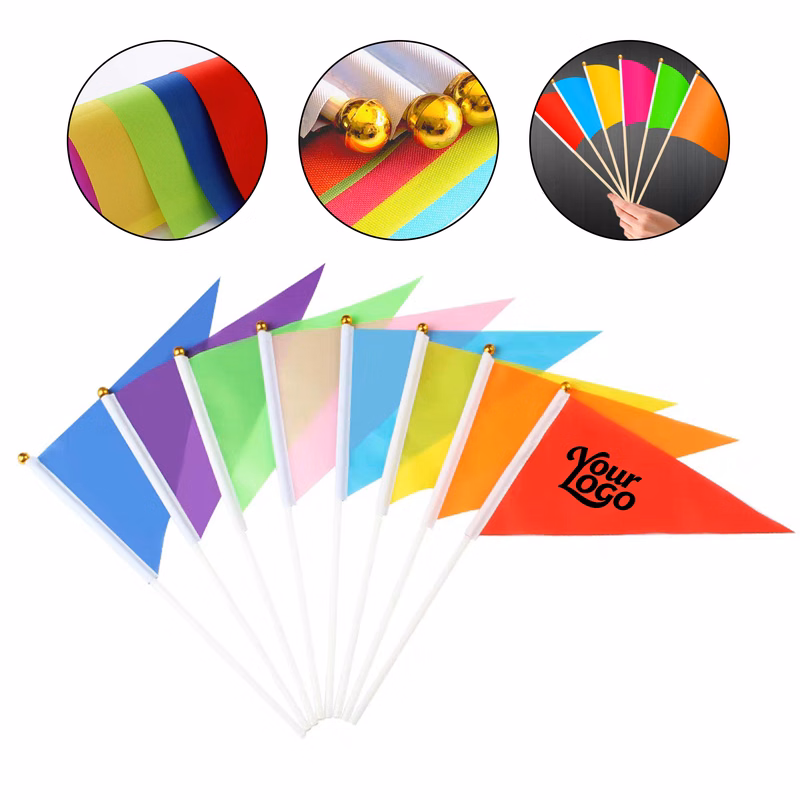 Triangle Polyester Hand Flags with Plastic Stick