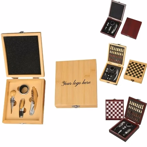 Personalized Wine Opener Set, Engraved Wooden Gift Box for Office, School and Events