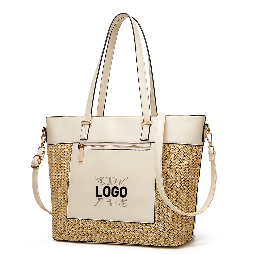 Large Beach Summer Shoulder Tote Bag Pu, custom tote bag with logo imprint 1