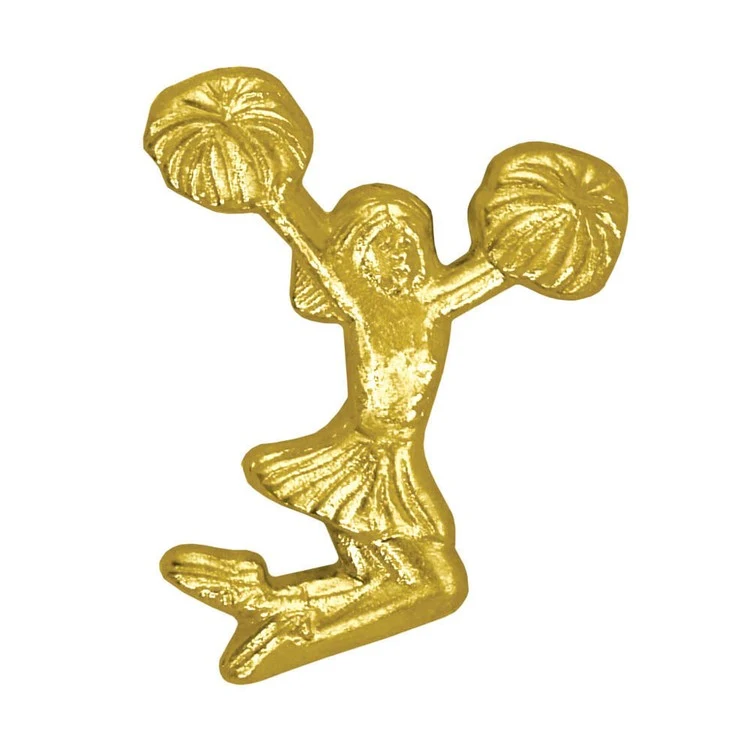Cheerleader Pom Pom Bright Gold Chenille Lapel Pin 1