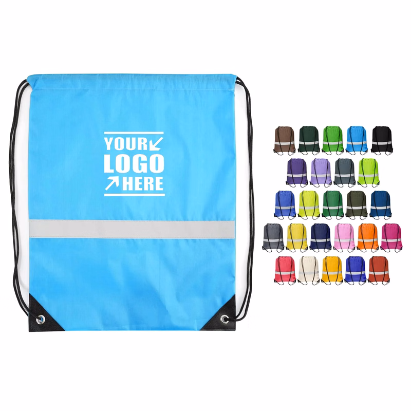 Reflective Stripe Drawstring Backpack Bag
