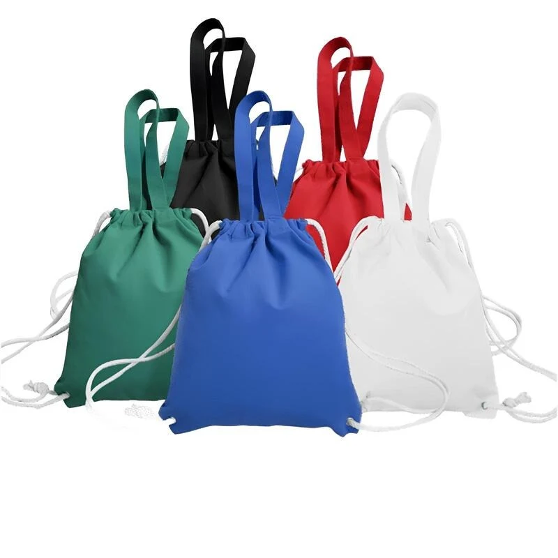 Cotton Canvas Drawstring Backpack Tote Bag 1
