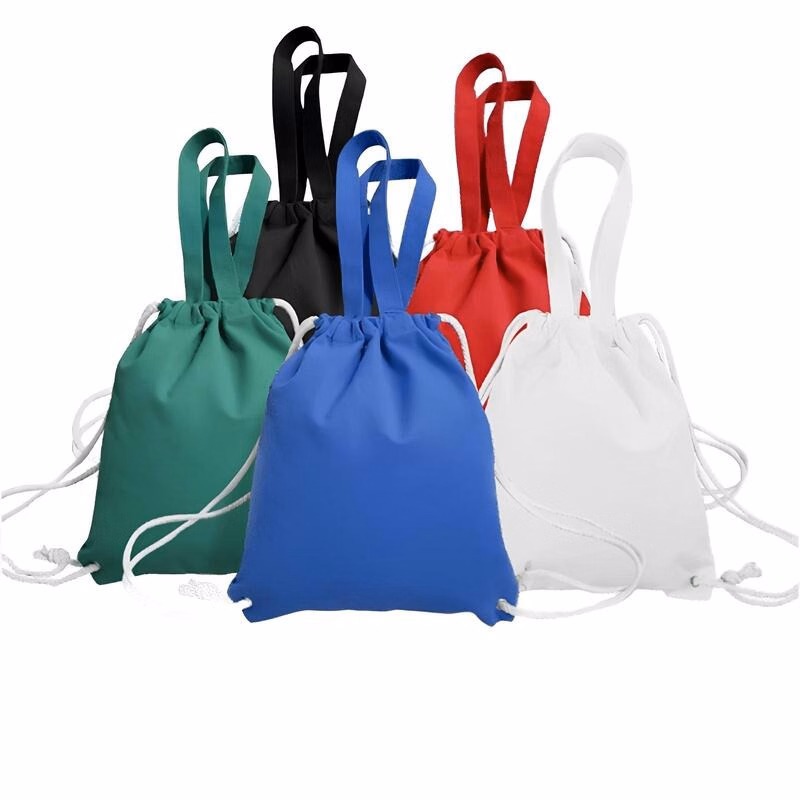 Cotton Canvas Drawstring Backpack Tote Bag