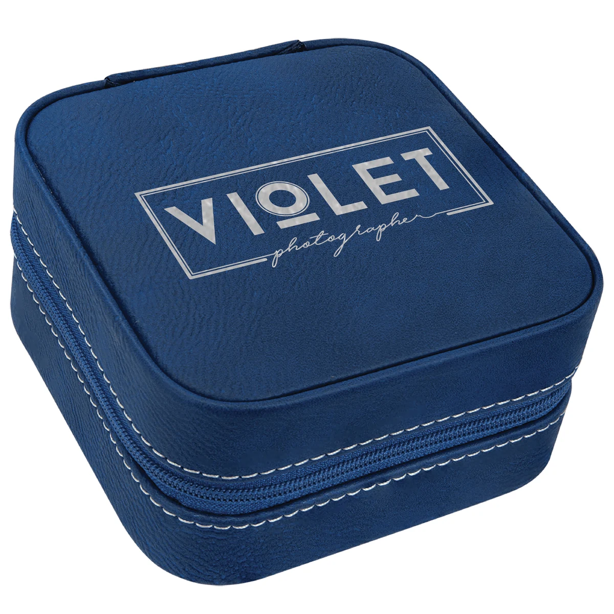 Blue/Silver Leatherette Travel Jewelry Box 1