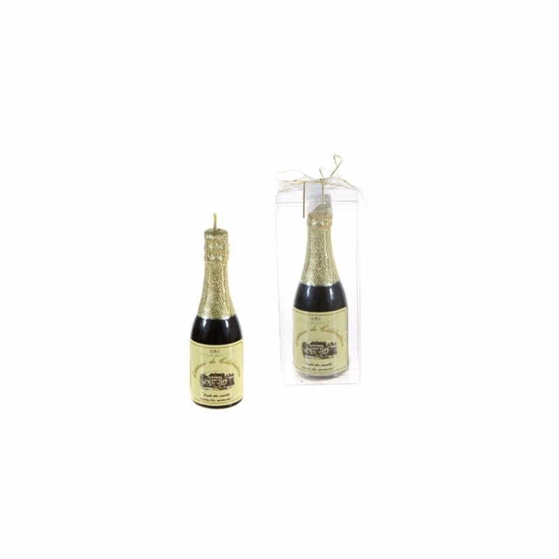 Champagne Bottle Candle - Black/Gold 3.75"