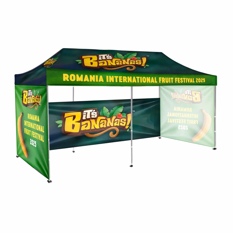 10'x20' Tent Canopy w frame, 1 long half + 2 side full wall