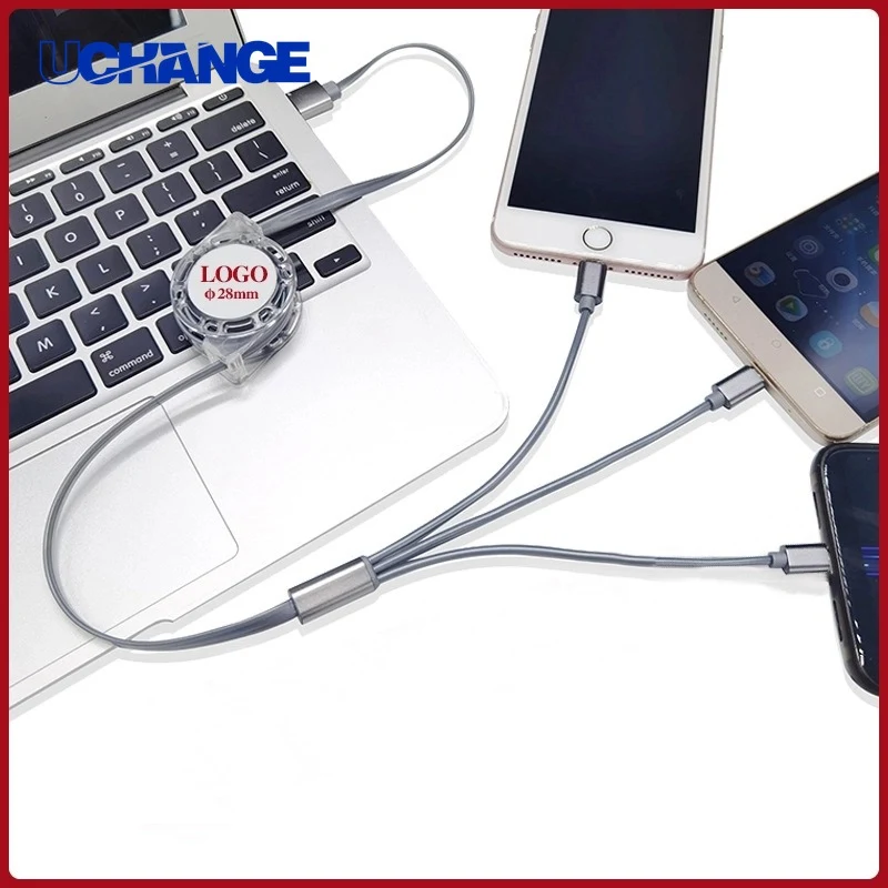 3-in-1 Retractable Fast Charging Cable Compact Travel Charging Cord 1