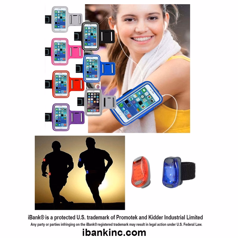 iBank ® Universal Sport Armband for Smartphones + Safety Light