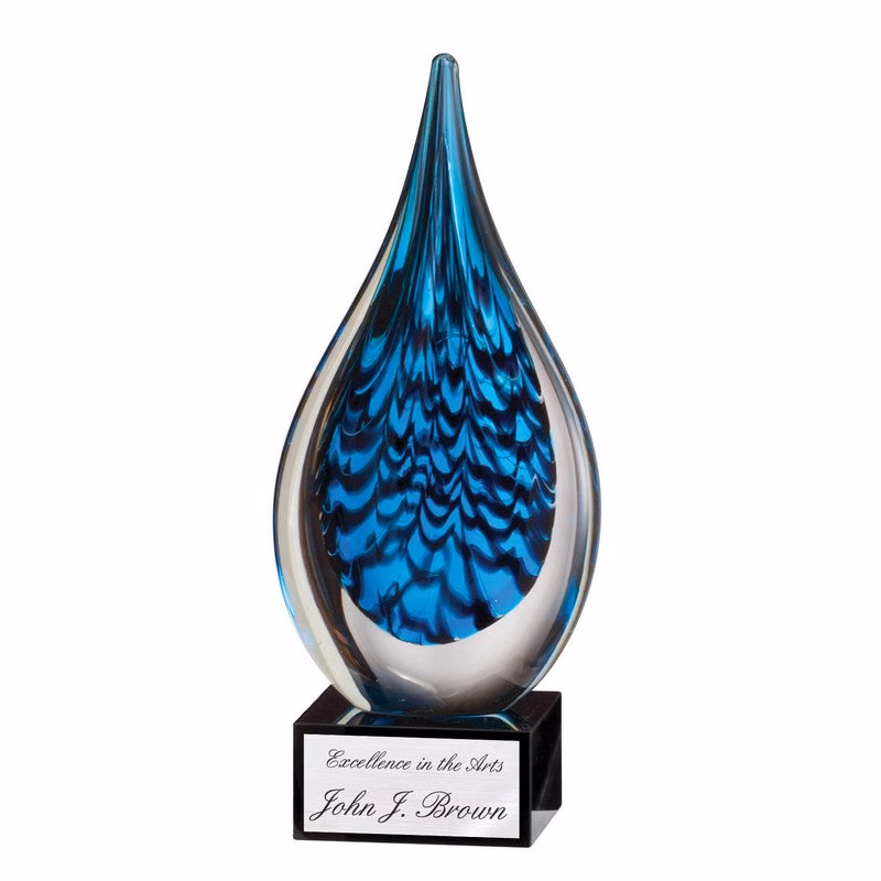 Blue And Black Teardrop Art Glass