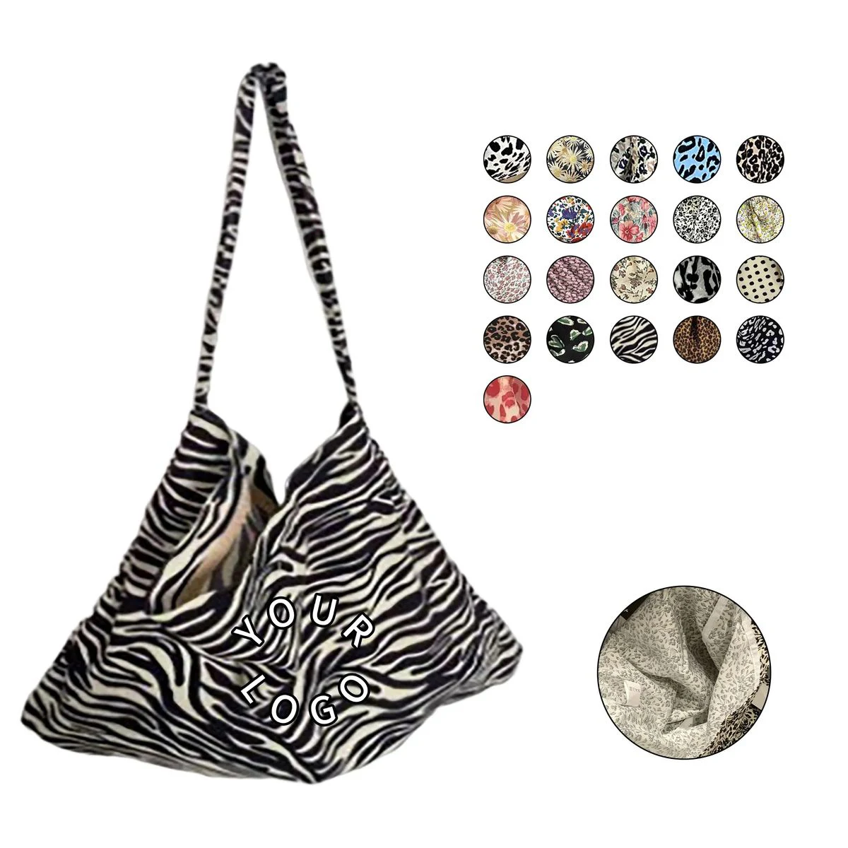 Canvas Tote Bag with Leopard Print Design 1