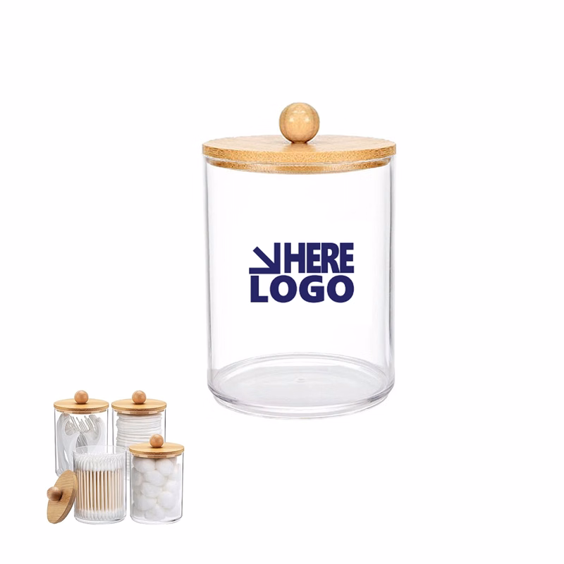 Qtip Holder Dispenser With Bamboo Lid