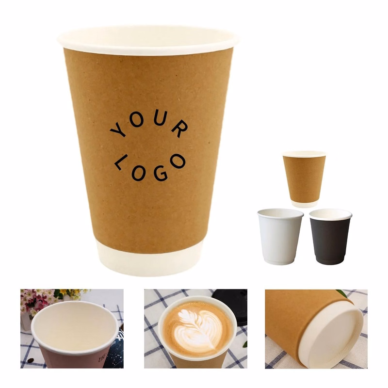12oz Paper Coffee Cup with Rolled Rim and Custom Logo Imprint