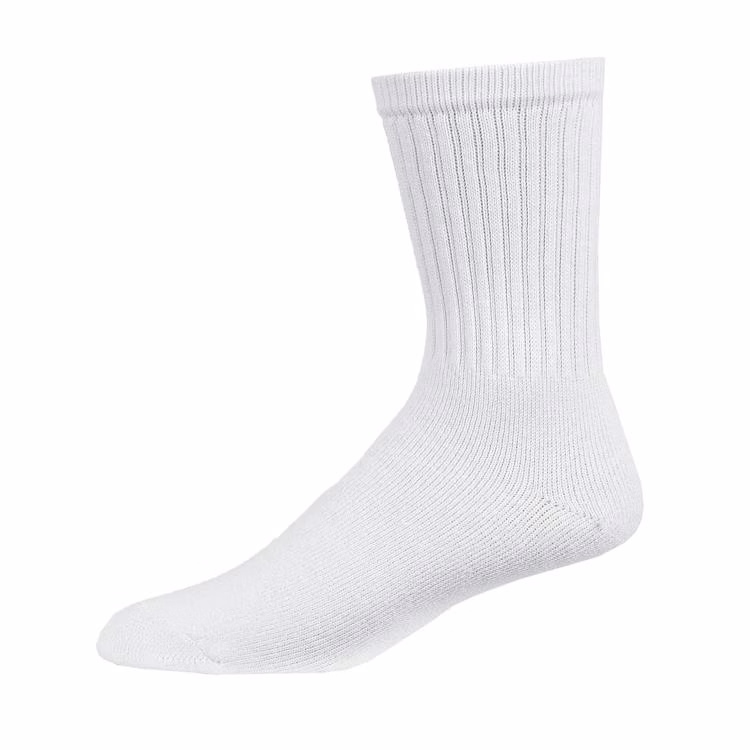 Youth Crew Sports Socks - White Size 6-8