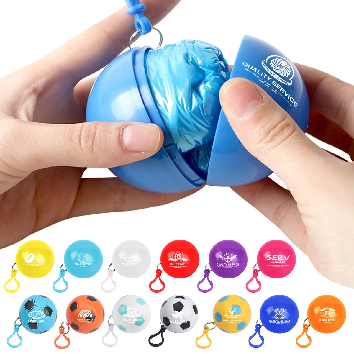 Disposable Raincoat With Ball Key Chain, custom keychain with logo imprint 1