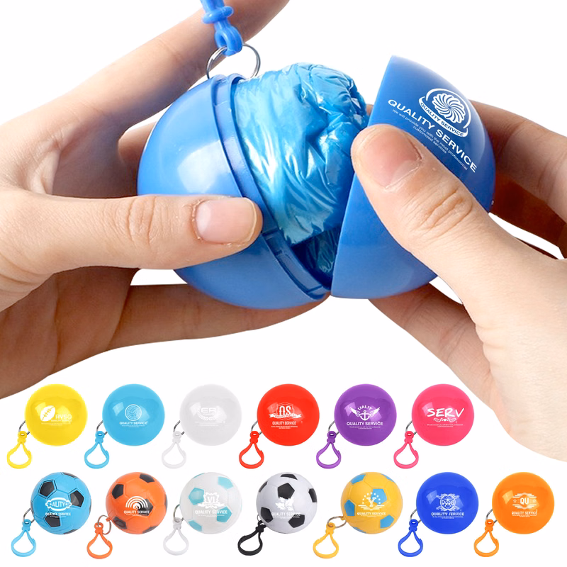 Disposable Raincoat With Ball Key Chain