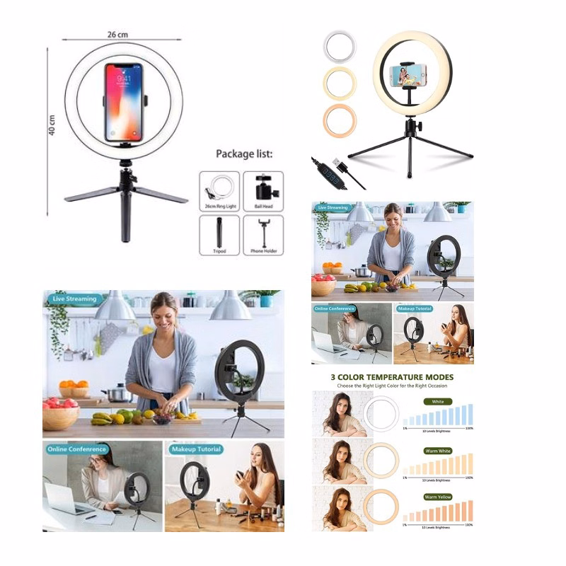 LED Desk Ring Light with Tripod Stand 10"