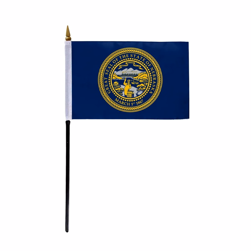 4"x6" & 12"x18'' Nebraska ePoly Printed Stick Flags