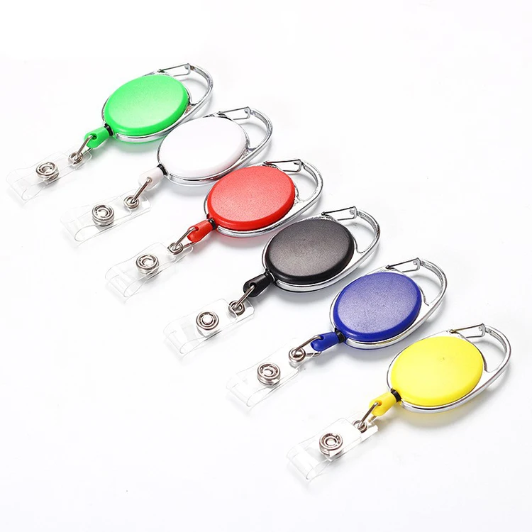 Retractable Badge Holders with Carabiner Reel Clips 1