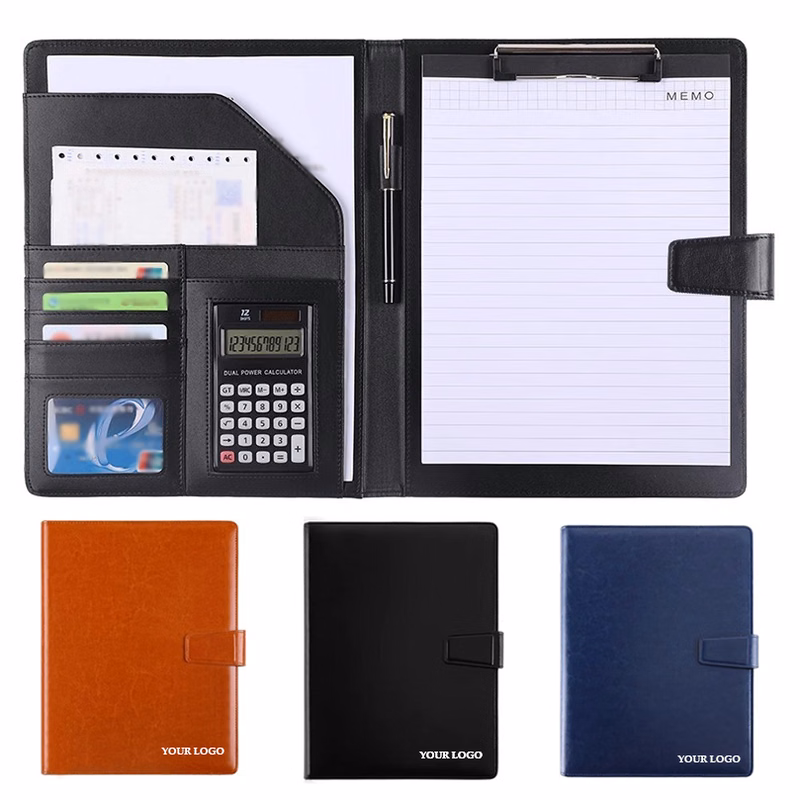 PU Leather Calculator Clipboard A4 File Filler