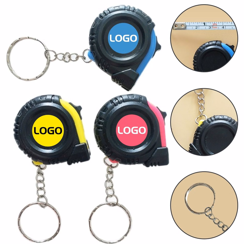 3ft Mini Steel Tape Measure Keychain With Rubber Grip