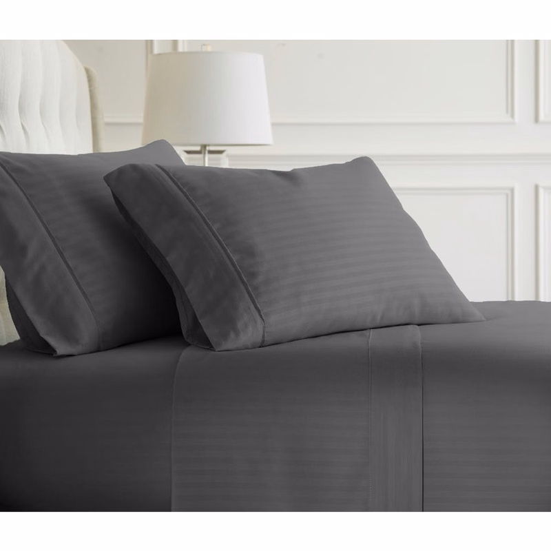 Premium Embossed Sheet Sets - Gray Queen Striped 4 Piece