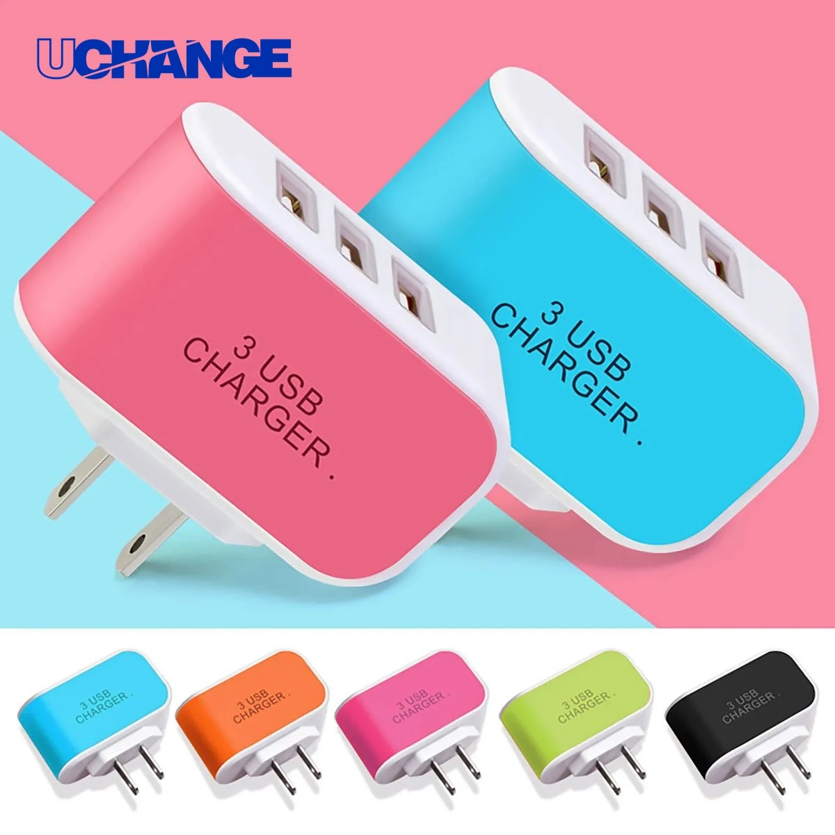 Portable 3-Port USB Fast Charger Adapter 1