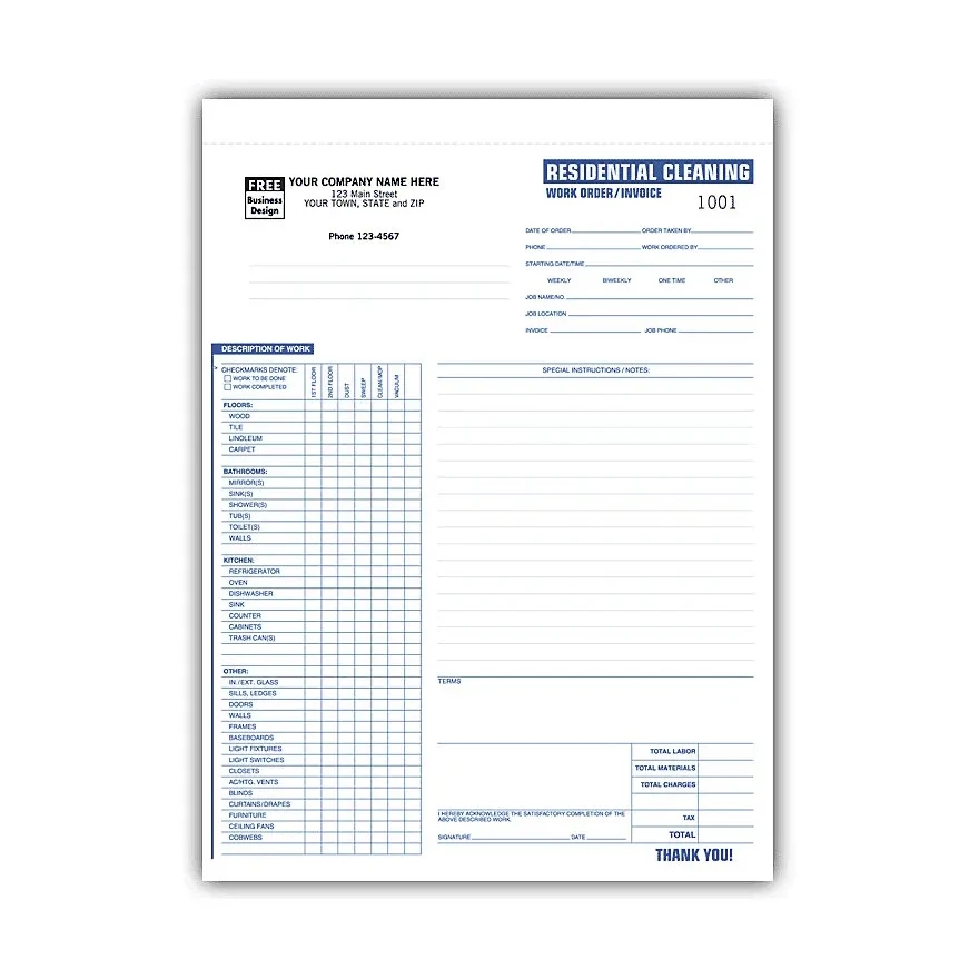 Cleaning Work Orders - Residential 1