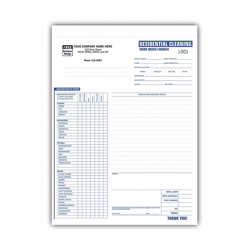 Cleaning Work Orders - Residential