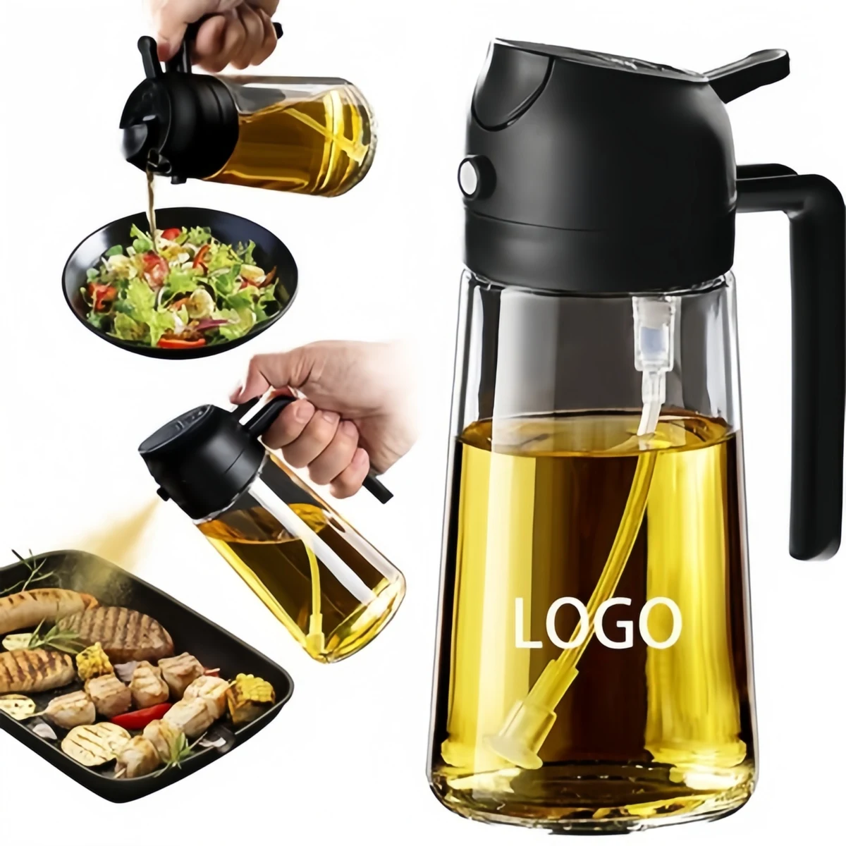 16 ounce 2-in-1 glass kitchen oil dispenser bottle 1