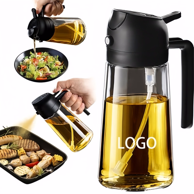 16 ounce 2-in-1 glass kitchen oil dispenser bottle