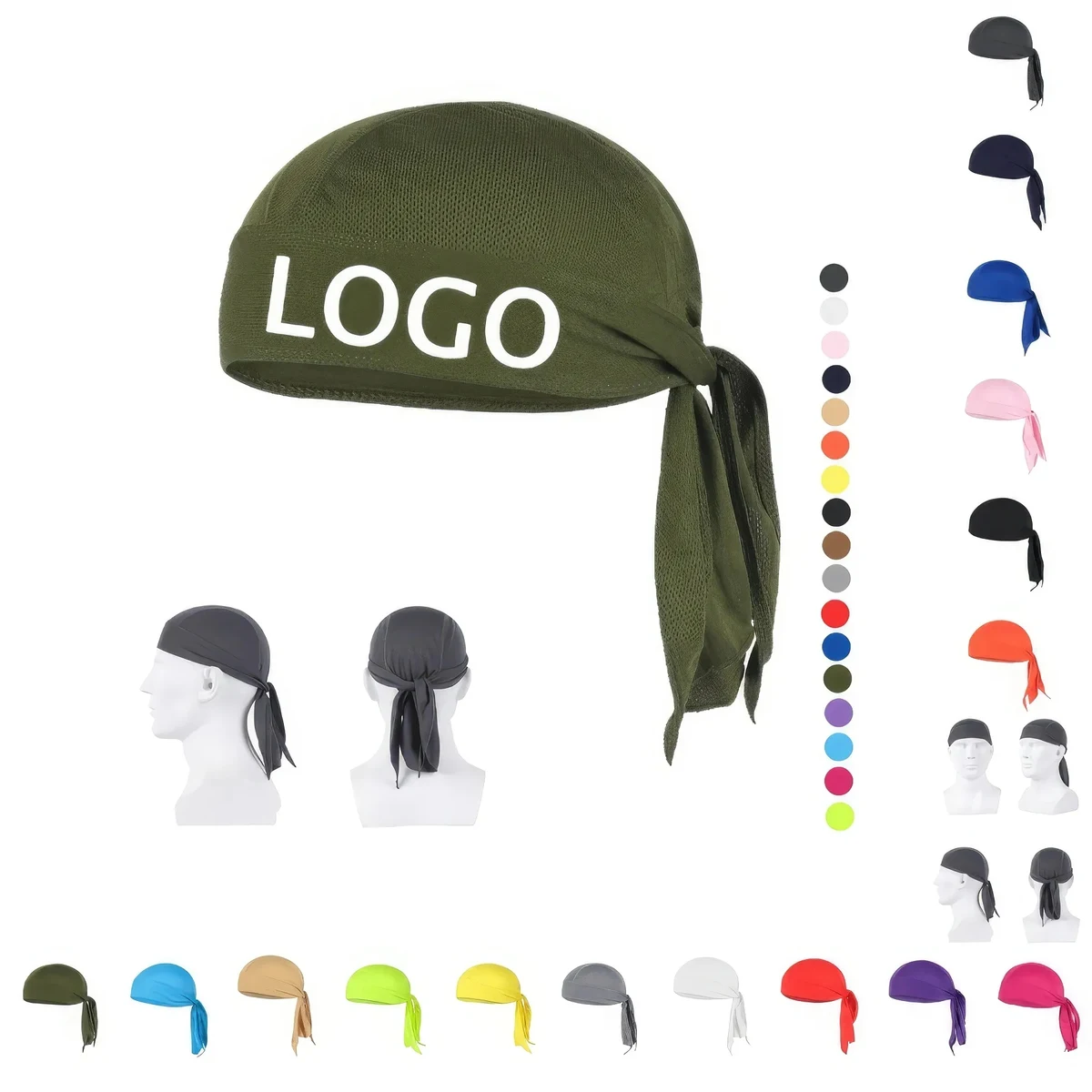 Motorcycle Head Wrap Beanie & Cooling Doo Rag Skull Cap 1