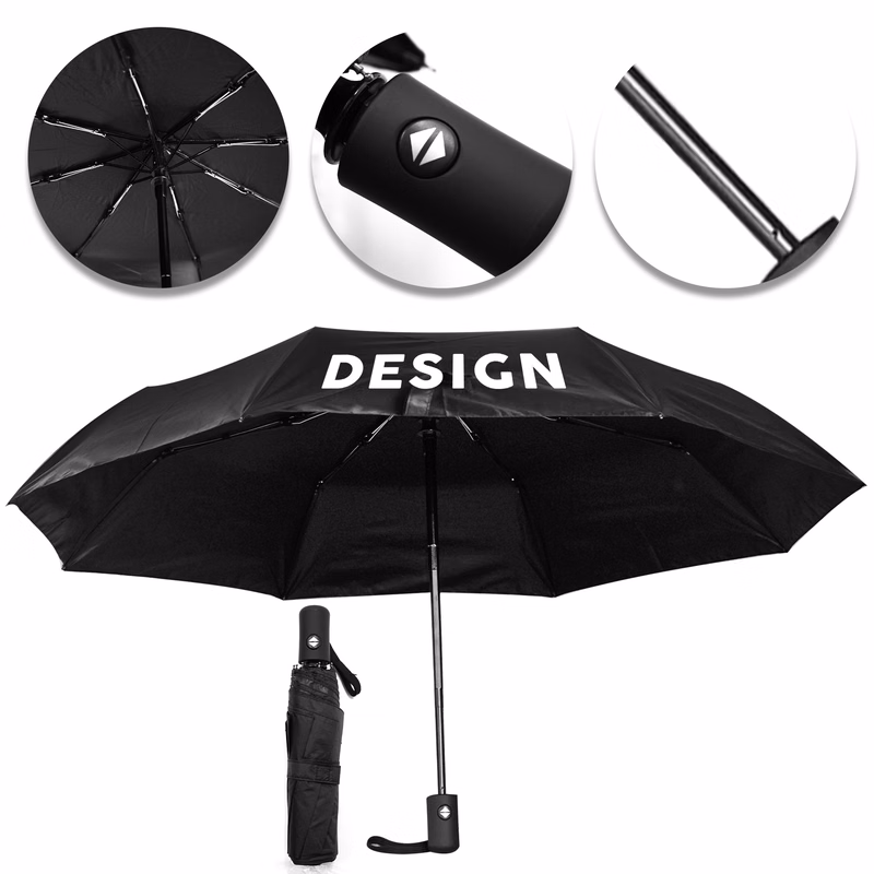 MOQ 20 Automatic Dual Use 8-Rib Folding Umbrella with Custom Logo