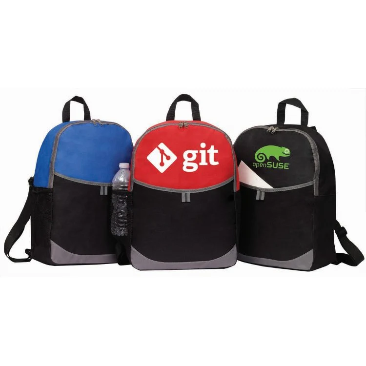 Grey-trimmed backpack with one large pocket. 1