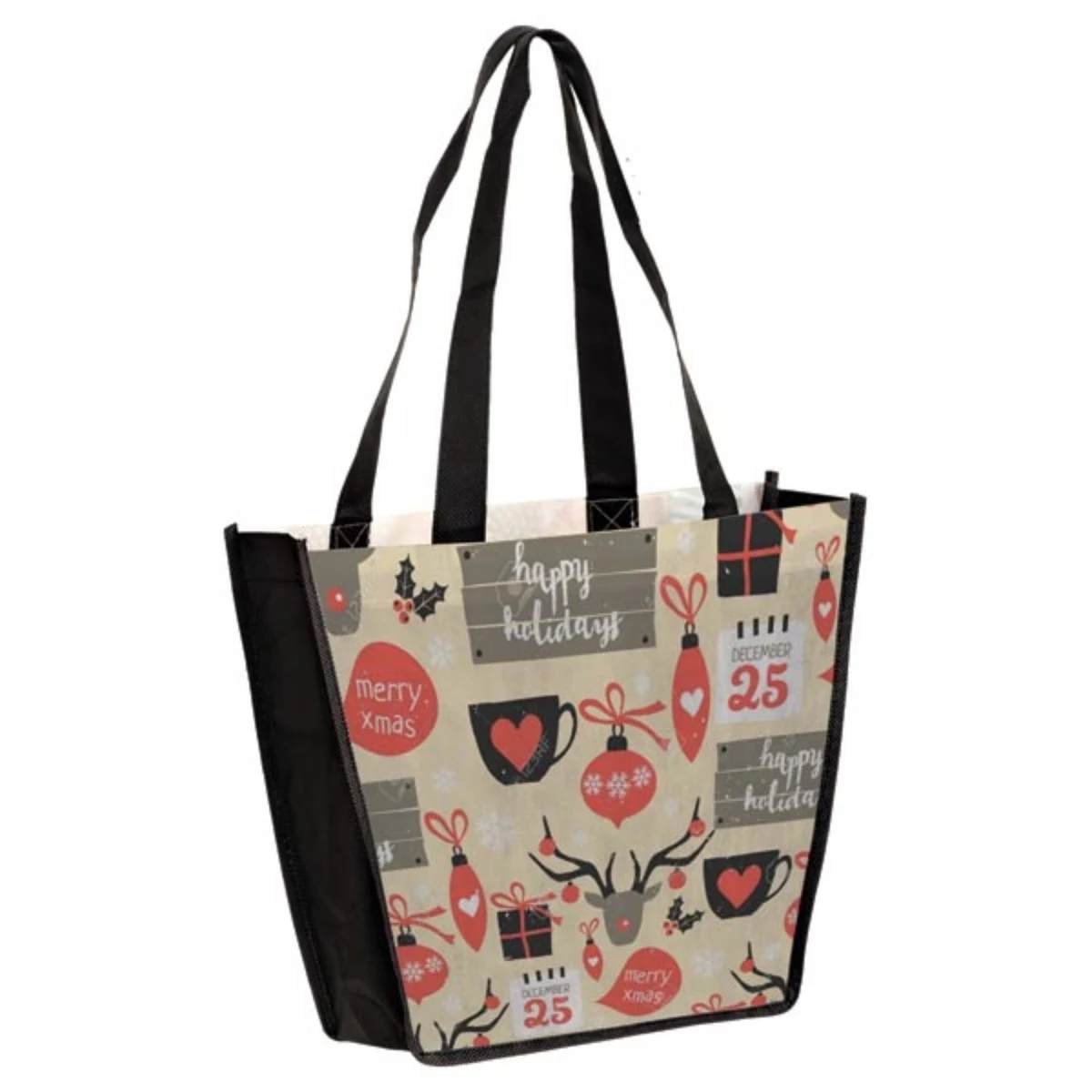 Sublimated PET Non-Woven Trapezoid Tote Bag w/ Gusset - 2 Sided (12" x 10" x 4") 1