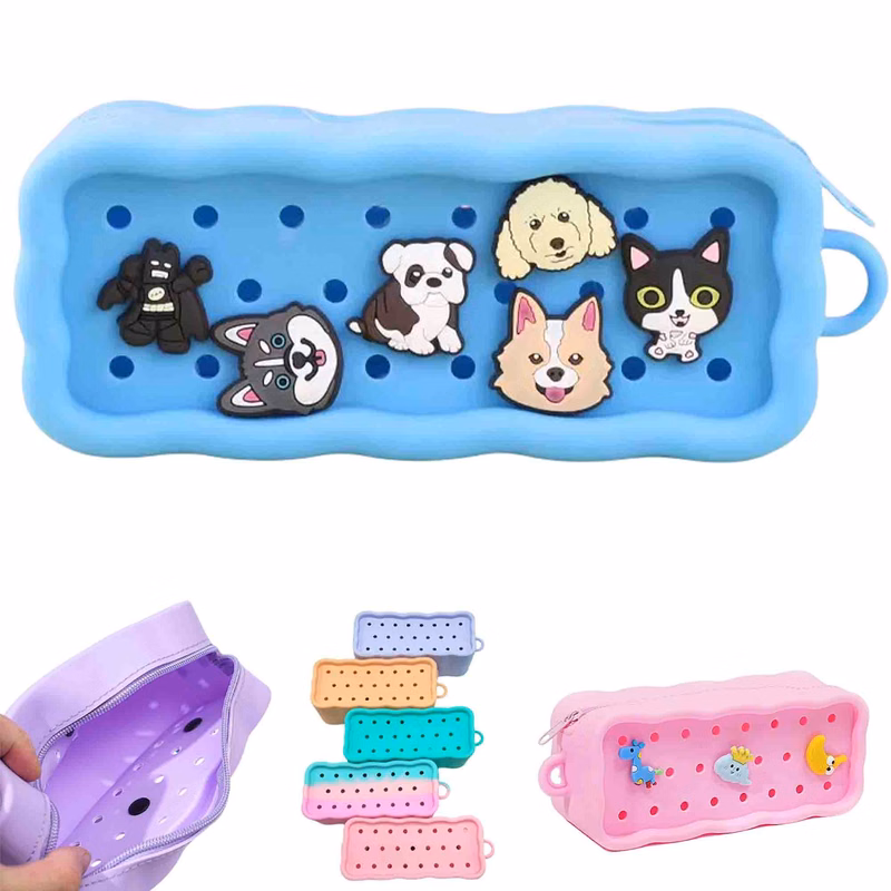Multi Portable Soft Silicone Zipper Organizer Bag With Charm