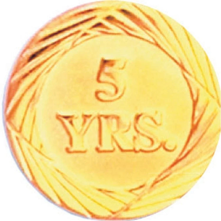 Bright Gold 5 Year Service Lapel Pin 1