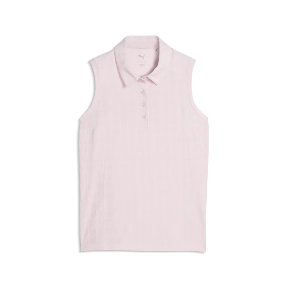 PUMA® Women's Plaid Knit Sleeveless Golf Polo with Custom Logo 1