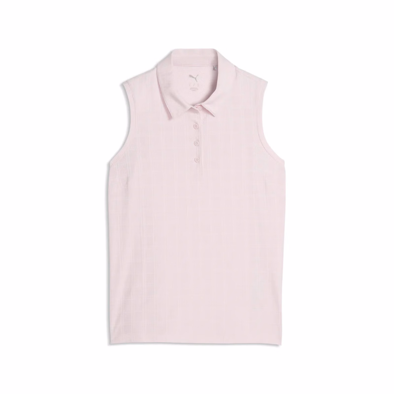 PUMA® Women's Plaid Knit Sleeveless Golf Polo with Custom Logo